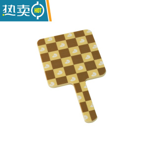 敬平DTMOON 创意手柄镜子手持便携可爱少女化妆高清补妆镜子梳妆镜子便携式用镜 布丁棋盘镜