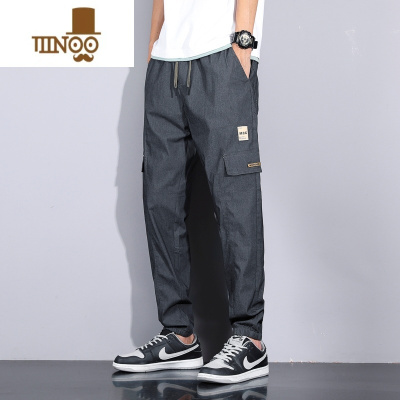 YANXU工装裤男士休闲裤夏季宽松长裤子束脚哈伦2023运动百搭潮牌韩版