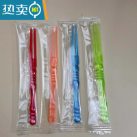 敬平水果叉透明竹节塑料卫生独立装餐具小叉子牙签水果签 竹节叉彩色(独立装200只)