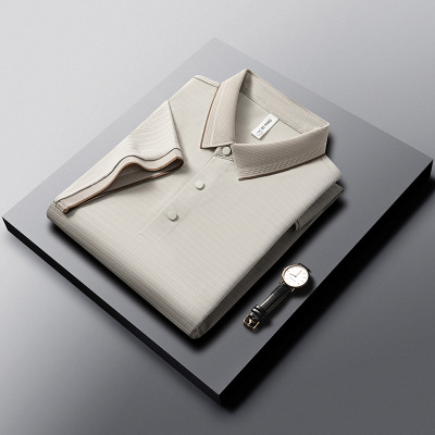 锦氨冰丝无痕polo衫男款2026夏季新款中年爸爸翻领透气短袖男T恤