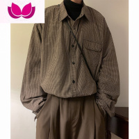 七斓日系复古格子工装衬衫男新款ins潮牌百搭港风痞帅衬衣男生