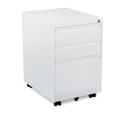 慧采云 钢制活动柜办公文件柜资料档案矮柜员工储物柜三抽屉铁皮柜带锁