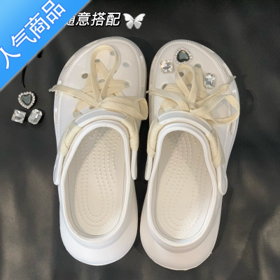 SUNTEK自留显腿长!!韩国ins厚底增高洞洞鞋女夏季松糕高跟沙滩凉拖鞋