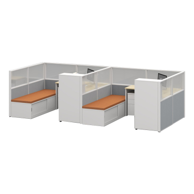 臻远ZYGW-127屏风工作卡位职员桌办公桌 F型双人位含活动柜