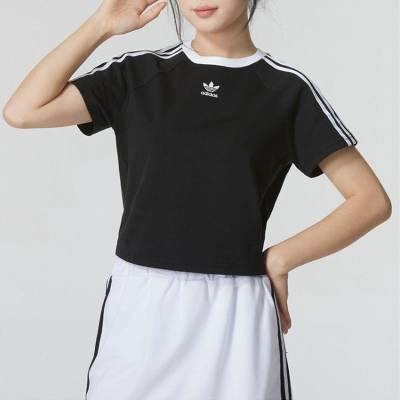 ADIDAS阿迪达斯三叶草短袖T恤运动休闲针织圆领女装JC8703 C