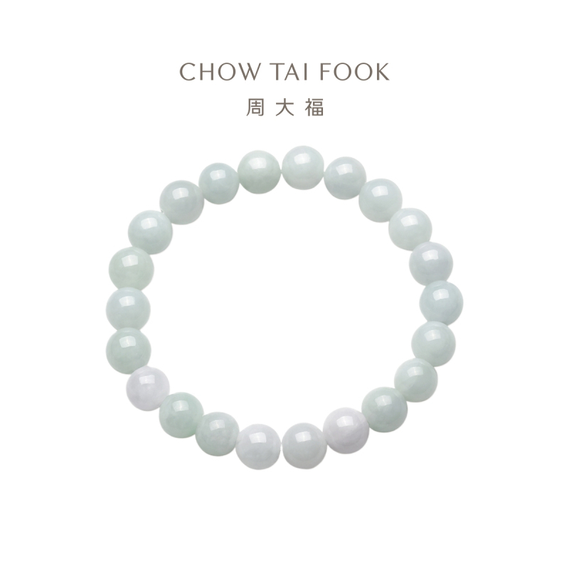 周大福 温润典雅 翡翠玉弹力绳手链 K63884七夕礼物