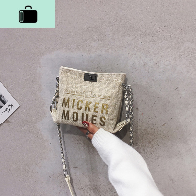 夏天洋气小包包女包2019新款韩版时尚字母单肩包斜挎链条水桶包NEW LAKE女士单肩包