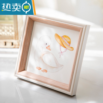 敬平简约北欧正方形洗照片做成相框摆台6寸7寸8寸10 照片框相片油画棒 樱花粉 7寸[挂摆两用]内径12.7*17.8