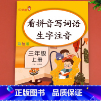 [2册]看拼音写词语+好词好句好段 三年级下 [正版]三年级看拼音写词语上册 人教版上 小学同步练习试卷拼读练习册 生字