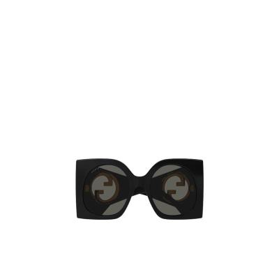 古驰(GUCCI)女款徽标太阳镜时尚百搭配镜舒适大框遮阳防紫外线户 黑色