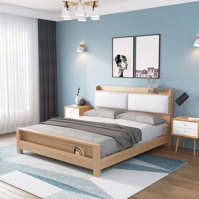 北欧全实木床原木简约现代1.5米1.8双人储物高箱床主卧室工厂直销