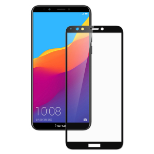 [买2送手机壳]轻万适用华为畅玩8c钢化膜honor全屏玻璃贴膜huawei黑色高清手机保护膜