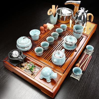 家柏饰(CORATED)整套功夫茶具套家用陶瓷全自动简约茶台泡茶紫砂一体实盘