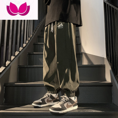 七斓卫裤男士潮牌美式束脚裤春季宽松直筒运动休闲裤子男款夏季工装裤