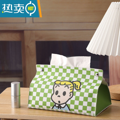 敬平万柿如意纸巾盒家用客厅抽纸盒多功能收纳餐巾纸盒简约现代纸抽盒 绿色女孩[普通材料]