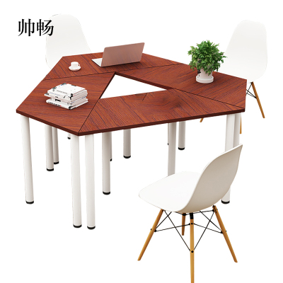 帅畅小型梯形会议桌创意洽谈桌美术培训桌组合拼接简约办公桌[工厂现做 7天内发货]