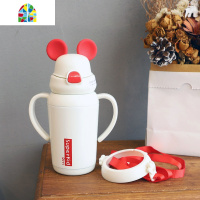 网红卡通儿童保温杯316不锈钢带吸管水杯ins便携幼儿园宝宝保温壶 FENGHOU 红350ML+杯刷