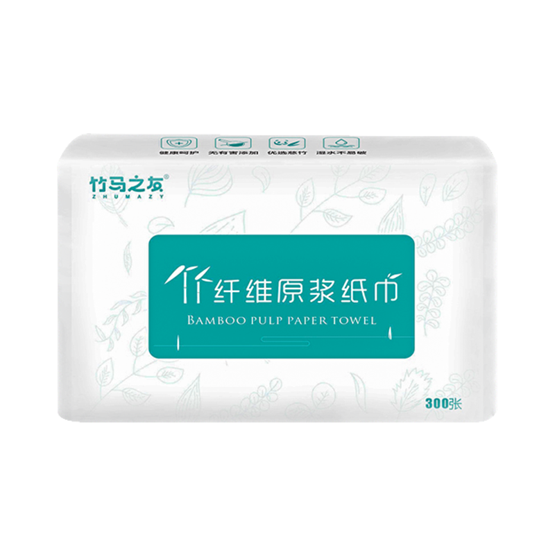 竹马之友竹纤维原浆抽纸1箱/300张/包*16包