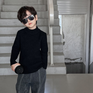 AOAOKIDS儿童冬款气质保暖针织衫双面加绒加厚男童毛衣打底衫