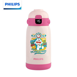 飞利浦(PHILIPS) 保温杯316不锈钢内胆儿童带杯套便携弹盖吸管温度不锈钢保温杯