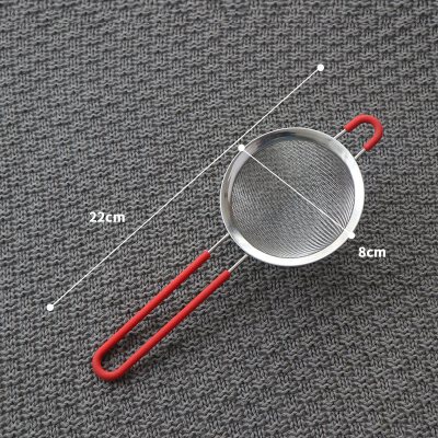 面粉筛304不锈钢筛网糖粉超细过滤网手持罗面面筛子烘焙工具家用 敬平 升级30目硅胶手柄加厚款[8cm]