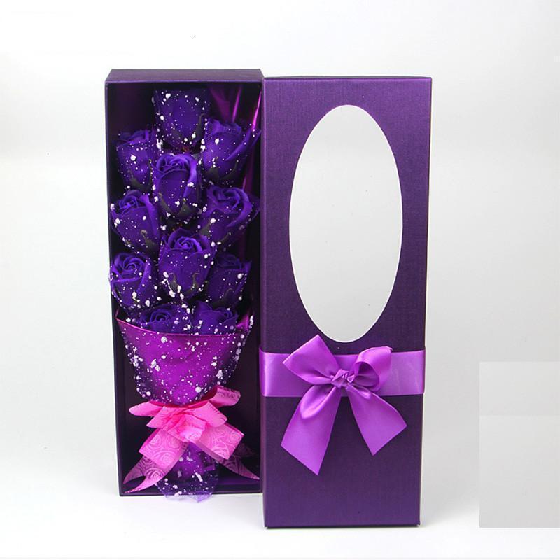 创意保鲜花礼盒 永生玫瑰花11朵雪纺香皂花束礼盒送女友老婆七夕情人节生日礼物