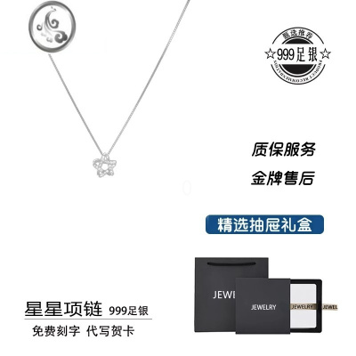 JiMiS999银银五角星项链女生2022年新款轻奢小众星星锁骨链送闺蜜