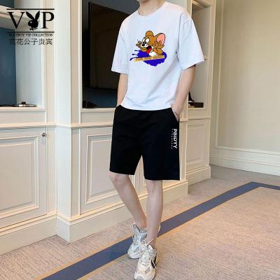 花花公子贵宾男孩夏季短袖t恤12-15岁初高中学生14青少年套装13大童运动两件套潮
