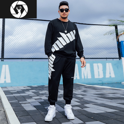 HongZun大码男装休闲秋冬卫衣加肥加大宽松潮流肥佬胖子运动加绒加厚套装其他套装