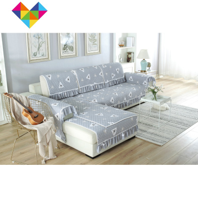 沙发垫四季通用布艺防滑简约现代组合沙发套全包萬能套子罩巾全盖幸运角灰色90*90cm靠背（4片装）御蓝锦