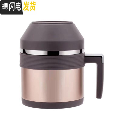 三维工匠双层304不锈钢保温饭盒饭缸快餐杯防烫刻字1人便携学生食堂上班族 香槟金1.2保温0.5-1小时+保温袋