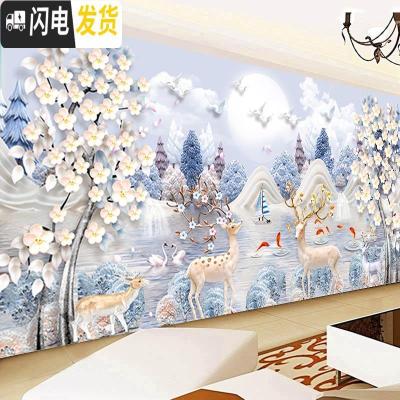 三维工匠2019新款钻石画十字绣发财麋鹿2018钻石绣满钻 [满钻版]180*75厘米[魔方圆钻+炫彩钻+异形钻]送十钻