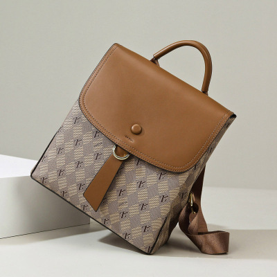 Ceba 2023新款女士双肩包大容量高级感小众皮包简约时尚旅行双肩包包女