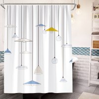北欧风格ins浴帘简约浴室隔离防水帘子洗澡卫生间隔断免打孔套装