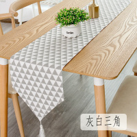 餐桌桌旗北欧现代简约家用欧式茶几桌旗轻奢民宿床旗电视柜长桌旗 灰白三角 30*100cm(适合60cm左右小桌或柜子)