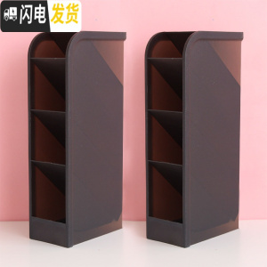 三维工匠斜插式笔筒韩国创意时尚可爱文具大收纳盒女ins学生桌面用品儿童个性简约办公室多功能笔架亚克 无印磨砂-黑(2个)