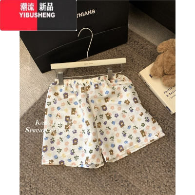 YIBUSHENG韩系宽松薄款居家休闲裤女季遛弯长裤可爱卡通印花阔腿直筒裤子