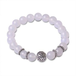 梦克拉Mkela S925银白玛瑙手链 富裕 玉髓玛瑙 手链 玛瑙 情侣 图片色