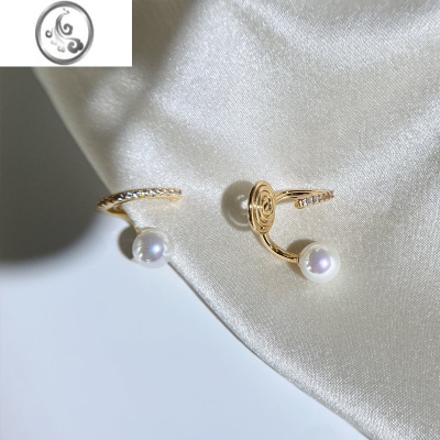 JiMi蚊香盘珍珠耳夹女小众设计感无耳洞女耳饰简约高级耳钉耳环新中式