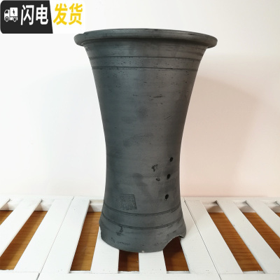 三维工匠古典手工黑陶大号兰花盆兰花专用透气泥盆君子兰老式陶瓷盆泥瓦盆 美人腰中号高24外口径17cm 中等花盆容器