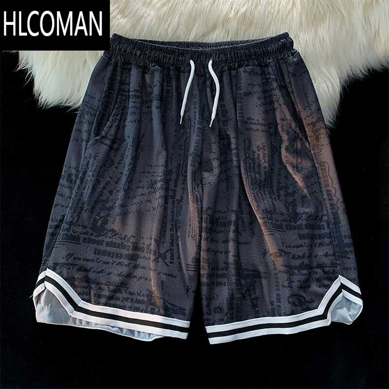HLCOMAN美式篮球裤速干训练五分裤男士潮流宽松过膝短裤运动跑步健身裤子