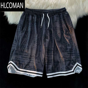 HLCOMAN美式篮球裤速干训练五分裤男士潮流宽松过膝短裤运动跑步健身裤子