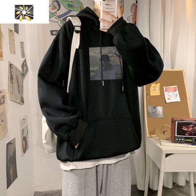 暖青汇胖mm卫衣女设计感小众chic港风学生百搭情侣春装宽松韩版大码女装卫衣