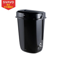 瑞沃 瑞沃 垃圾桶卫生间塑料公用家用客厅卧室厨房带盖大号纸巾筒餐厅果皮箱 PL-151040黑色