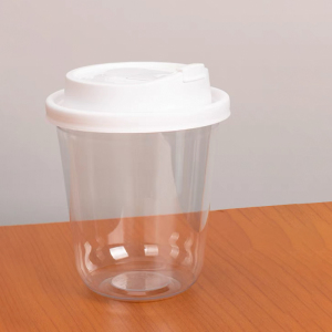 黎战 FR-065 360ml带盖可降解塑料一次性直饮水杯 50个/袋 (计价单位:袋)透明