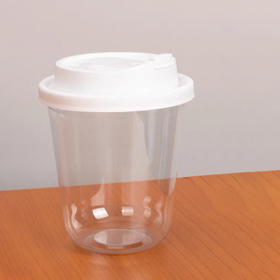 黎战 FR-065 360ml带盖可降解塑料一次性直饮水杯 50个/袋 (计价单位:袋)透明