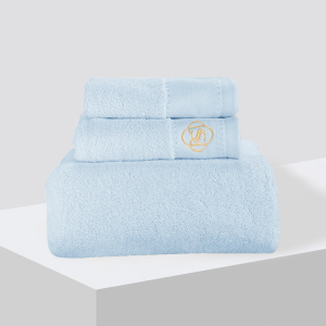 LA MAISON DE SASHA 32支纯棉加厚超强吸水男女家用三件套精梳绣花方巾毛巾浴巾套装