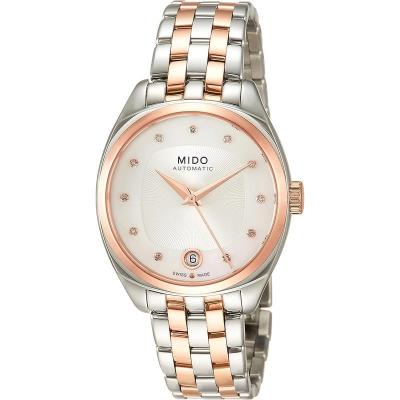 Mido优雅女士瑞士自动手表mm方形表壳时尚银色表盘