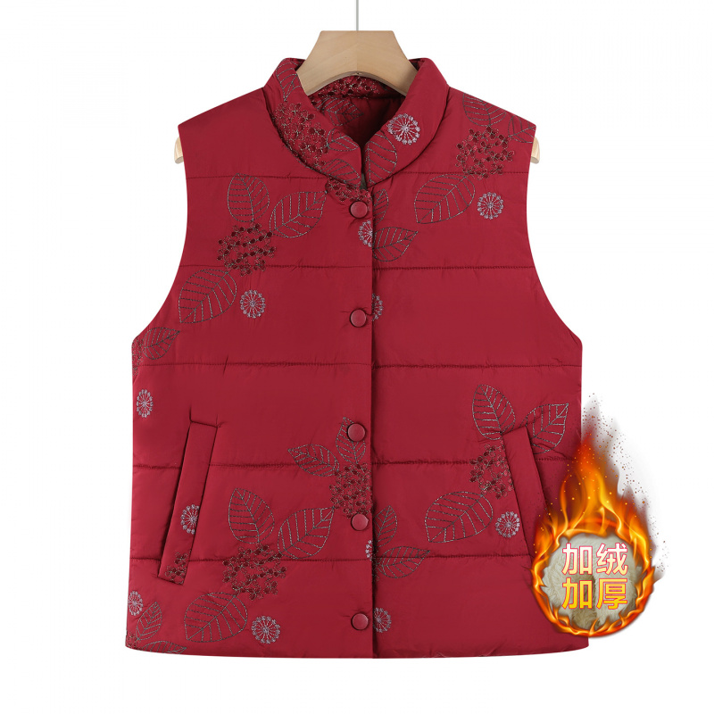 加绒保暖马甲奶奶装洋气简约老太太加厚马夹冬装衣服60-80岁御寒