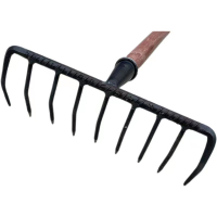 迅众 钉耙铁耙子农用九齿钉耙平地松土翻土木柄钢钉耙整地搂草树叶园林艺工具